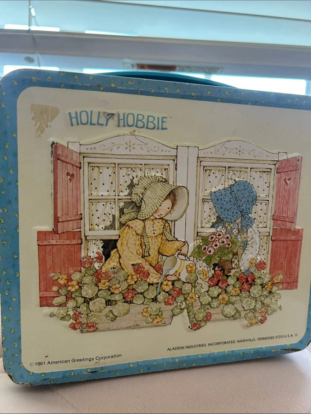 Vintage Holly Hobbie  Tin Lunchbox with Handle, thermos missing circa 1981